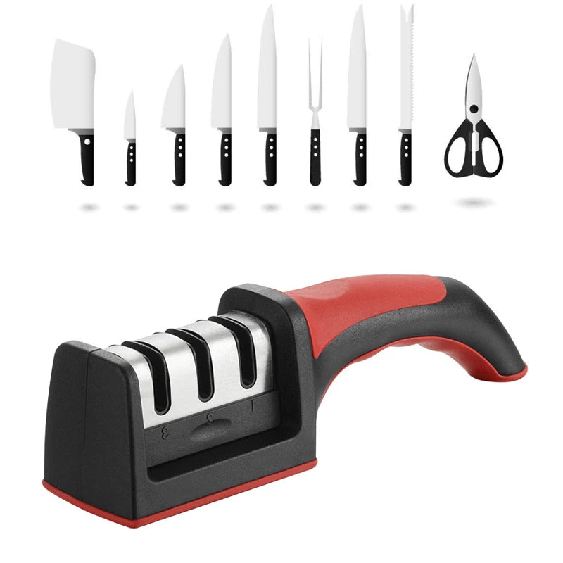 3-Stage Knife Sharpener for Honing, Sharpening, and Polishing Blades