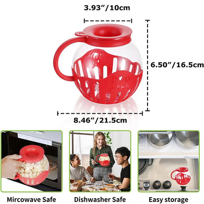 Microwave Glass Popcorn Popper with Silicone Lid